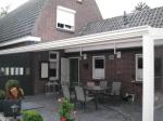 Veranda, Terrasoverkapping, Profiline met steunen en klassieke gootsierlijst 7m op 2 staanders, Middelrode