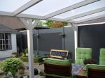 Veranda, Terrasoverkapping, Profiline, met schoortjes, aluminium schutting met wicker, Haaren