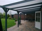 Veranda, Terrasoverkapping, Profiline,16m breed x 4m diep klassieke gootsierlijst, structuur grijze terrasoverkapping, Esch